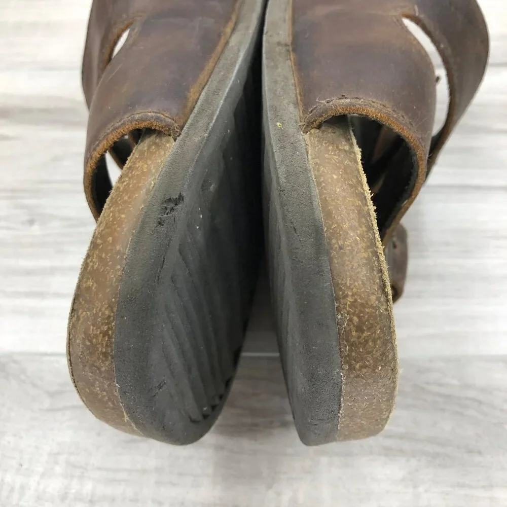Skechers Sandals Men's 10 Brown Leather Kravon Slide Slip On shoes